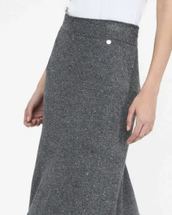 Gonna midi Liu Jo Jeans grigia in maglia con micro-paillettes