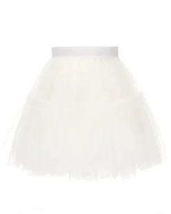 Gonna Monnalisa a lunghezza media in tulle bianco con balze