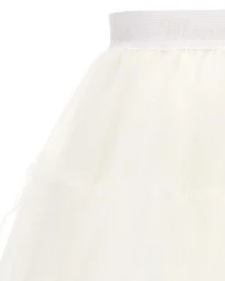 Gonna Monnalisa a lunghezza media in tulle bianco con balze