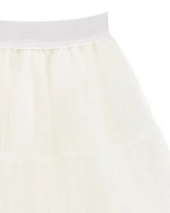 Gonna Monnalisa a lunghezza media in tulle bianco con balze