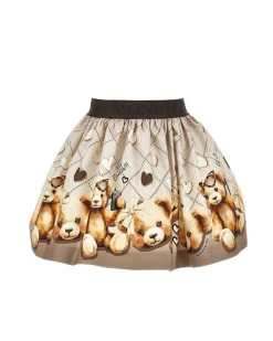 Gonna Monnalisa in neoprene beige con orsetti