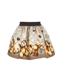 Gonna Monnalisa in neoprene beige con orsetti