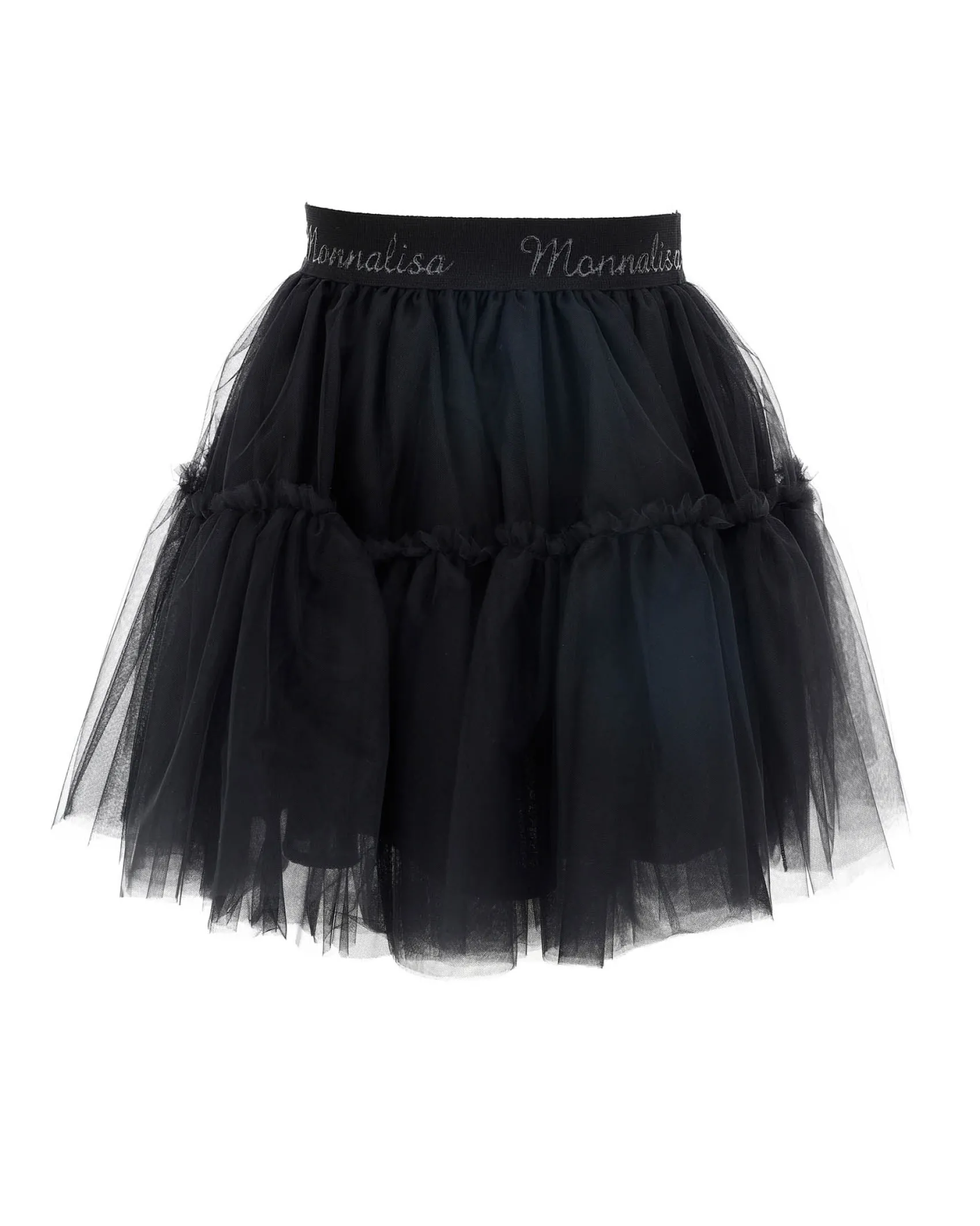 Gonna Monnalisa nera in tulle con balza
