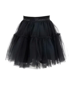 Gonna Monnalisa nera in tulle con balza