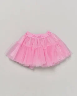 Gonna Monnalisa rosa a lunghezza media in tulle con balze