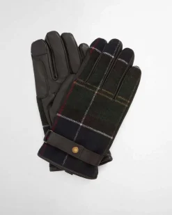 Guanti Barbour in lana tartan check e pelle