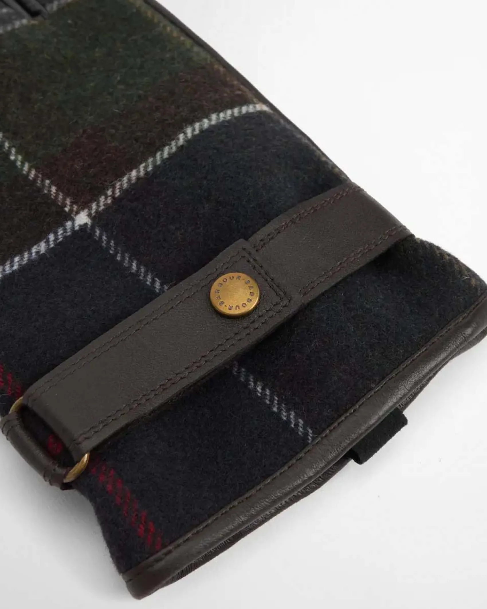 Guanti Barbour in lana tartan check e pelle