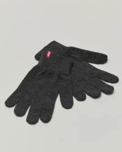 Guanti Levi's antracite tinta unita con piccola etichetta rossa porta logo e sistema touch screen