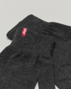 Guanti Levi's antracite tinta unita con piccola etichetta rossa porta logo e sistema touch screen