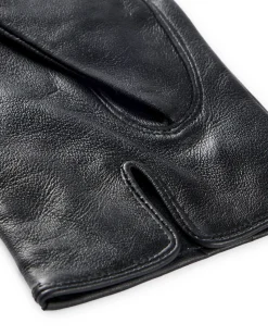 Guanti touchscreen Boss neri in pelle con riprese
