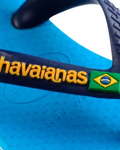 Havaianas Baby Brasil Logo II blu royal con fascetta blu e logo giallo