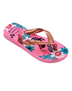 Havaianas Kids Flores rosa con stampa floreale e fascetta bronzo