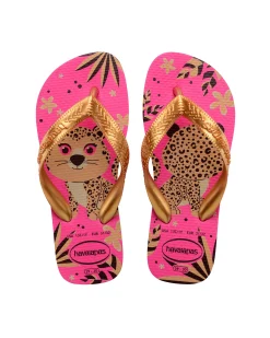 Havaianas Kids Top Pets fucsia con stampa leopardino e fascetta oro
