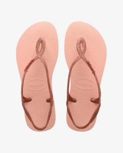 Havaianas Luna Premium II rosa antico con fascetta glitter incrociata e cinturino