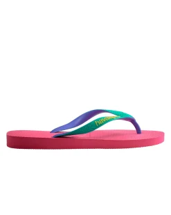 Havaianas Top Mix fucsia con fascetta verde acqua e viola e logo giallo