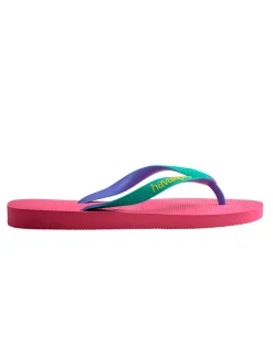 Havaianas Top Mix fucsia con fascetta verde acqua e viola e logo giallo
