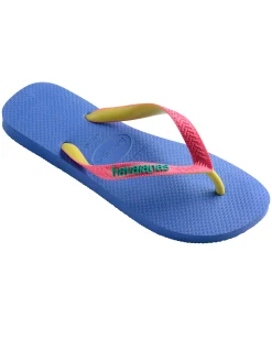 Havaianas Top Mix viola con fascetta fucsia e gialla e logo verde acqua