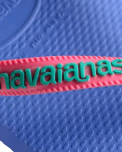 Havaianas Top Mix viola con fascetta fucsia e gialla e logo verde acqua