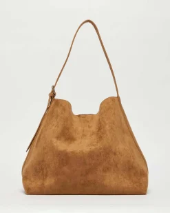 Hobo bag Emme Marella color cuoio in similpelle effetto suede con pochette interna