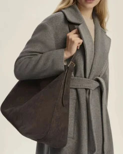 Hobo bag Emme Marella testa moro in similpelle effetto suede con pochette interna