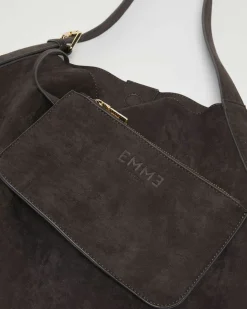 Hobo bag Emme Marella testa moro in similpelle effetto suede con pochette interna