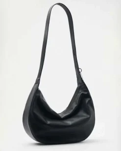 Hobo bag New Moon Patrizia Pepe in pelle liscia nera con portachiavi Fly