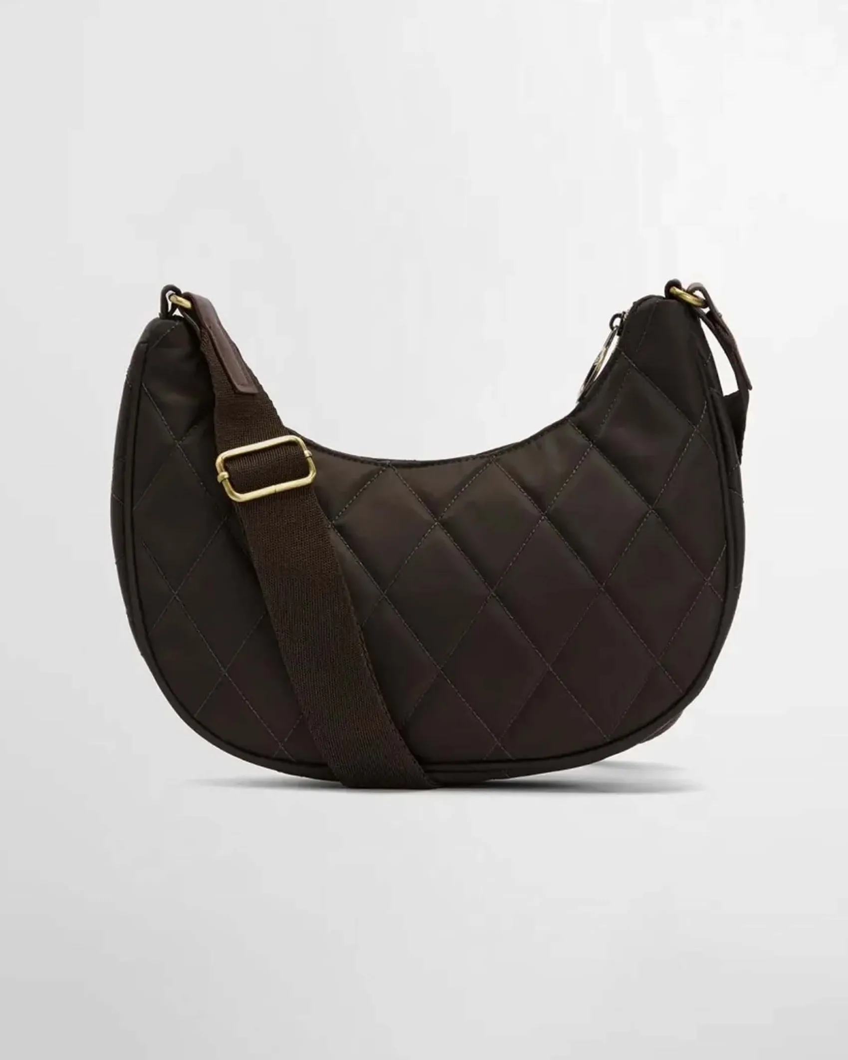 Hobo bag verde scuro Barbour in tessuto trapuntato a rombi con tracolla regolabile