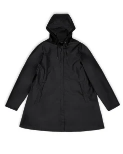 Impermeabile A-line W Jacket nera con cappuccio fisso con visiera