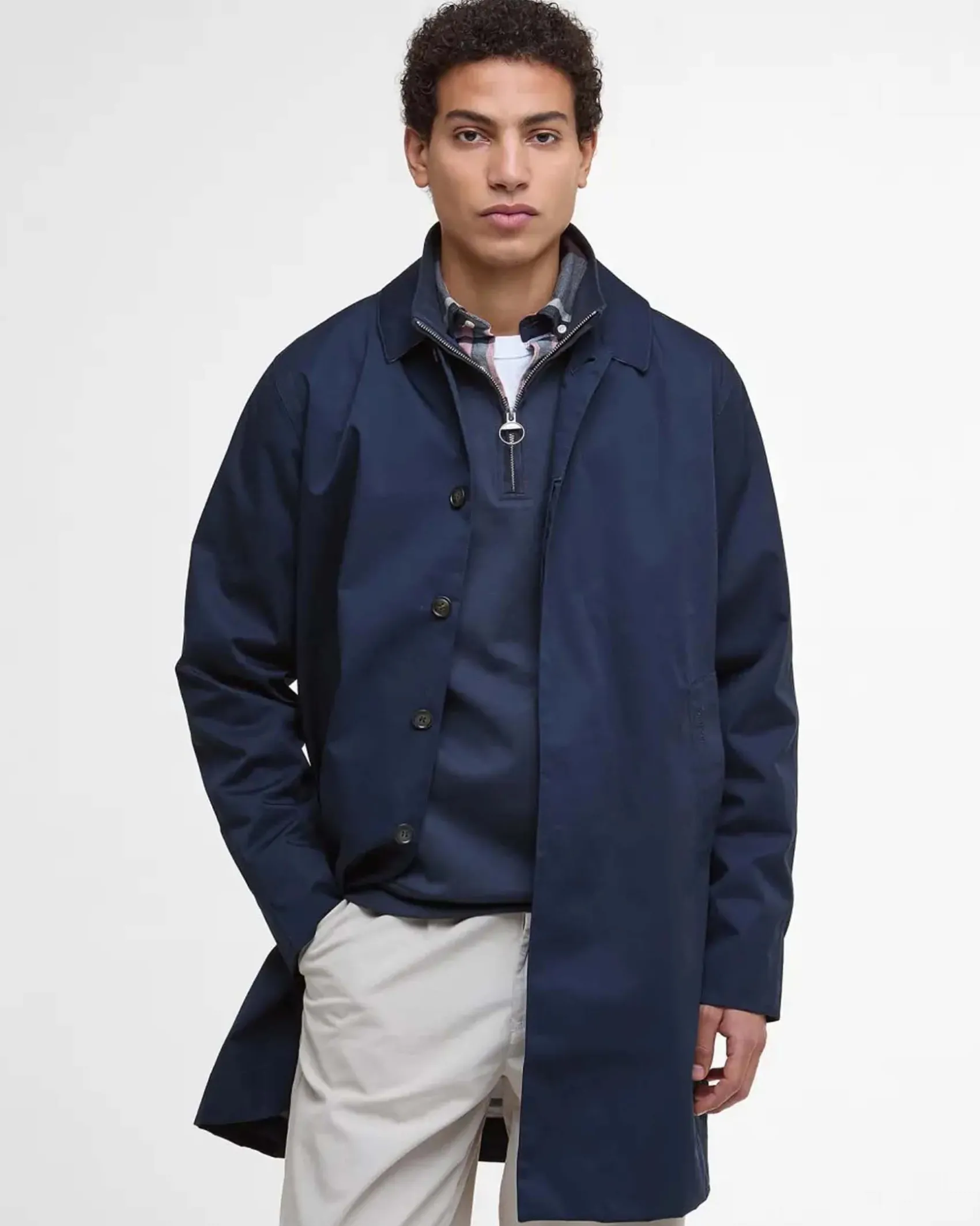 Impermeabile Barbour Lorden blu in misto cotone