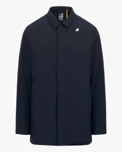 Impermeabile corto K-way Benny Warm Ottoman blu imbottito in piuma