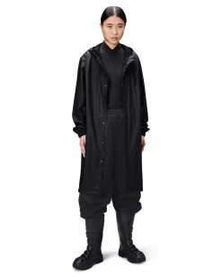 Impermeabile Fishtail Parka nero con fondo posteriore più lungo a coda con cappuccio