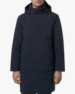 Impermeabile imbottito K-way Thomal Bonded Padded blu con cappuccio staccabile