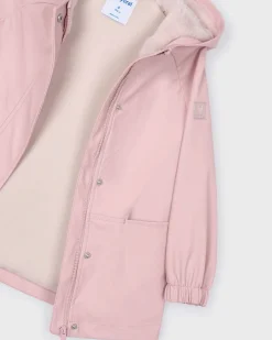 Impermeabile Mayoral rosa con cappuccio in ecopelliccia
