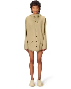 Jacket impermeabile beige con cappuccio