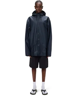 Jacket impermeabile blu navy con cappuccio