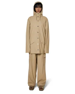 Jacket impermeabile color sabbia con cappuccio