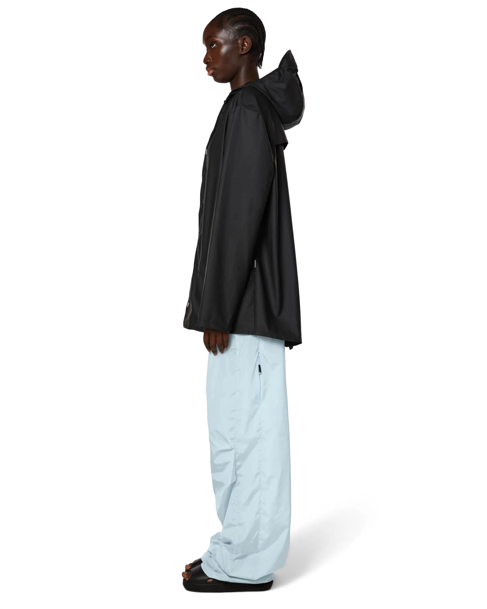 Jacket impermeabile nera con cappuccio