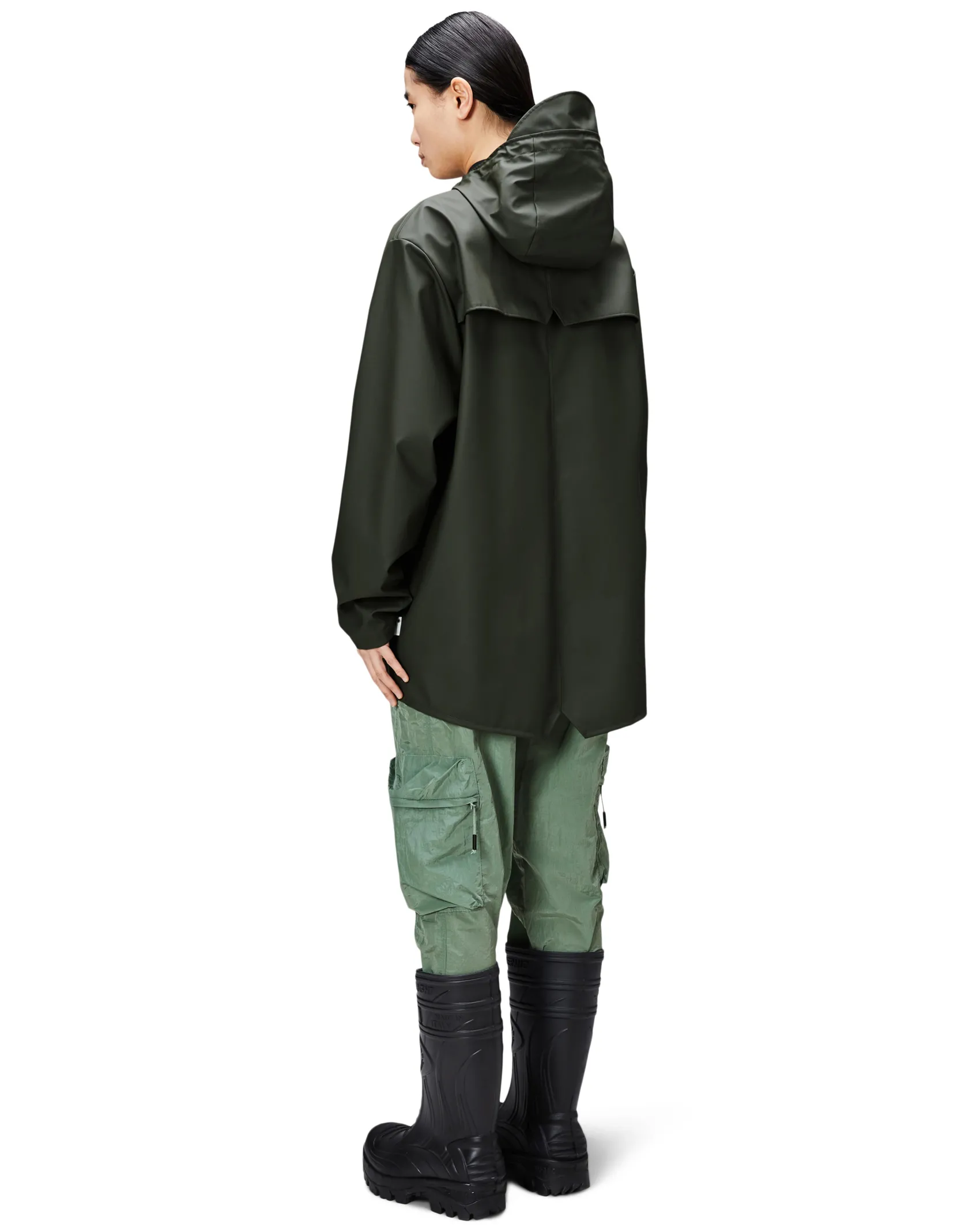 Jacket impermeabile verde militare con cappuccio