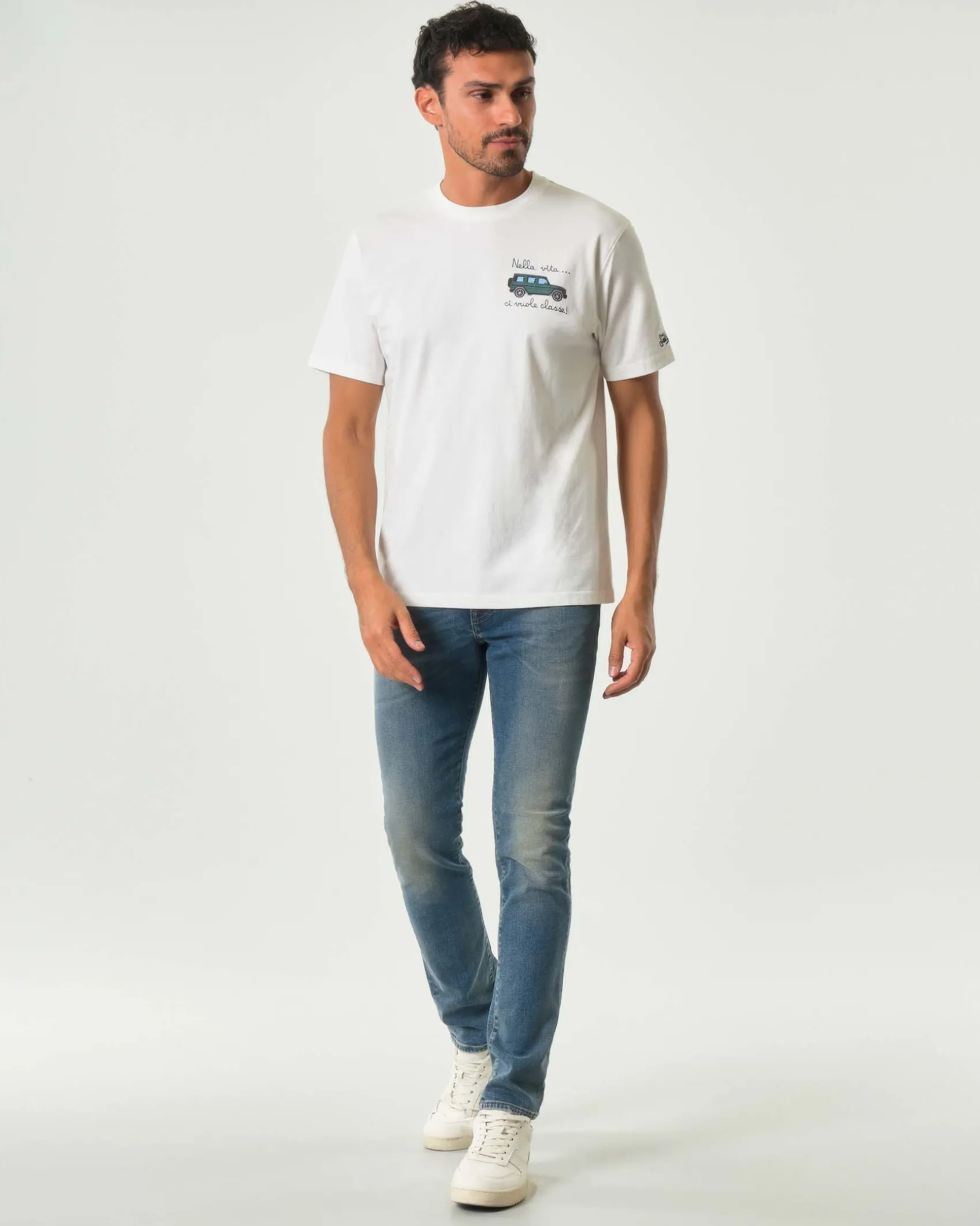 Jeans 317 Roy Roger's skinny-fit in cotone stretch lavaggio medio Bangor con sabbiature