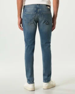 Jeans 317 Roy Roger's skinny-fit in cotone stretch lavaggio medio Bangor con sabbiature