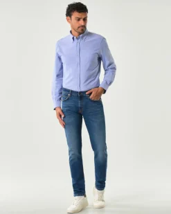 Jeans 517 Roy Roger's slim-fit in cotone stretch lavaggio Lowel scuro con baffature