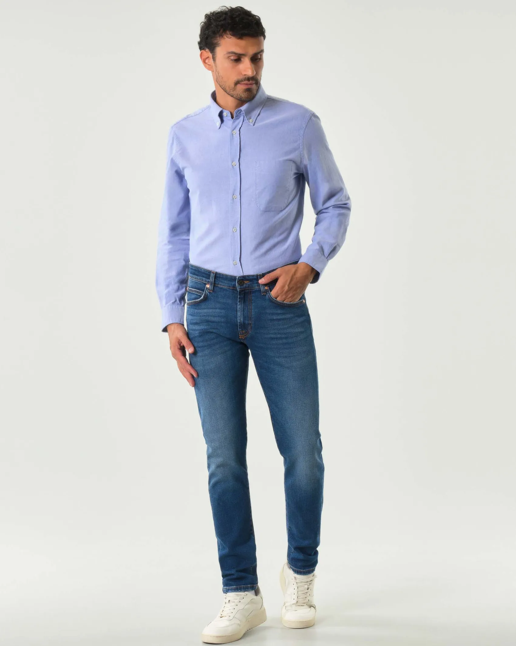 Jeans 517 Roy Roger's slim-fit in cotone stretch lavaggio Lowel scuro con baffature