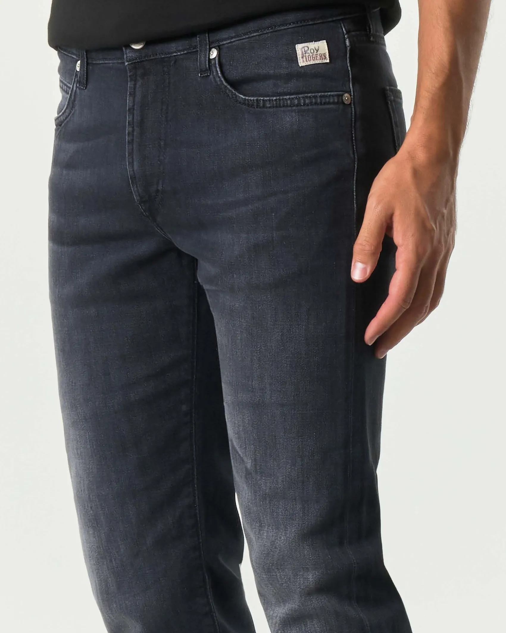 Jeans 517 Roy Roger's slim-fit in cotone stretch lavaggio Blackwood nero stone washed