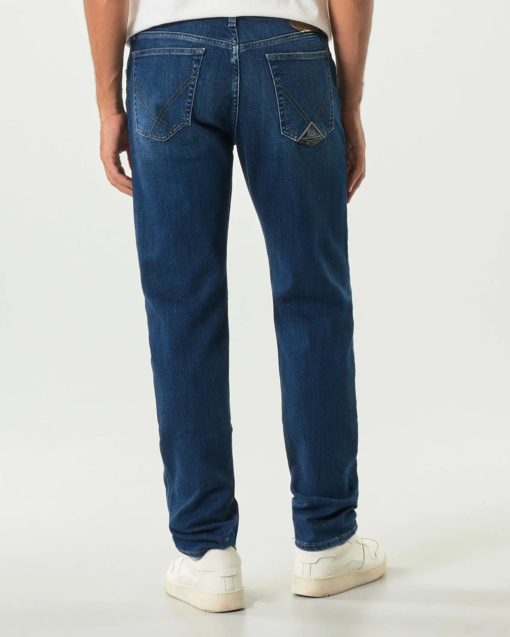 Jeans 529 Roy Roger's slim-fit in cotone stretch lavaggio Dakota scuro con baffature