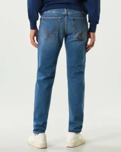 Jeans 517 Roy Roger's slim-fit in cotone stretch lavaggio Leland chiaro con baffature