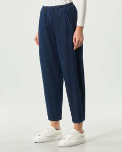Jeans a palloncino blu Jurerê in misto cotone stretch con elastico inserito in vita