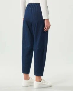 Jeans a palloncino blu Jurerê in misto cotone stretch con elastico inserito in vita