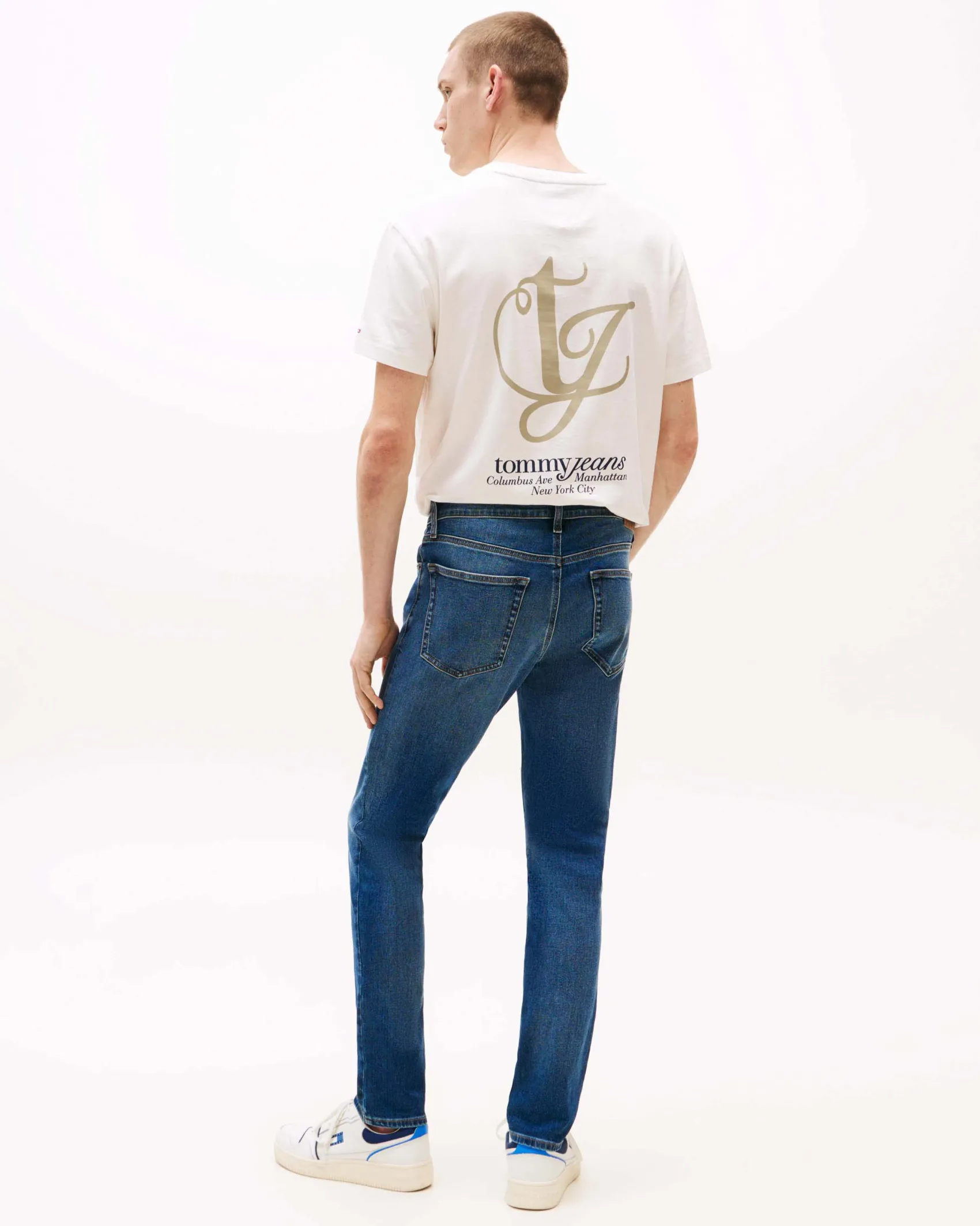 Jeans Austin Tommy Jeans slim tapered fit in cotone stretch lavaggio medio stone washed