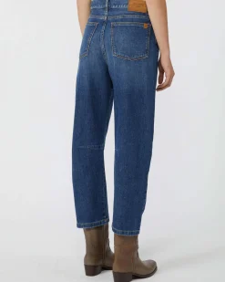 Jeans barrel leg blu stone washed Weekend Max Mara in cotone stretch