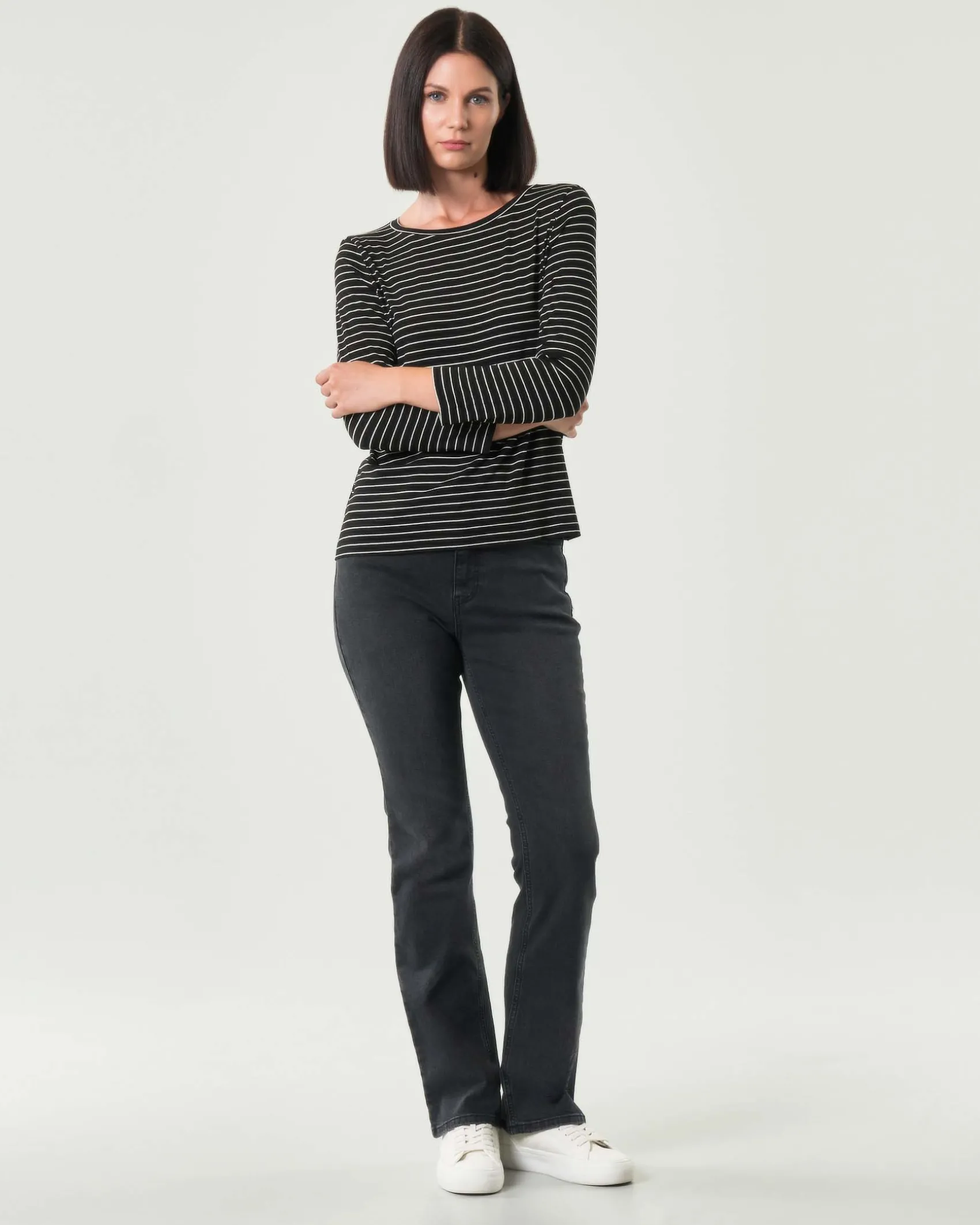 Jeans bootcut neri delavè Emme Marella in cotone stretch